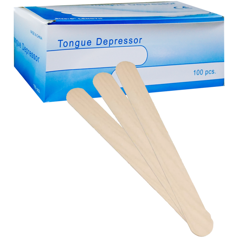 Set 100 bucati spatule linguale, din lemn, sterile, ambalate individual, 15 CM